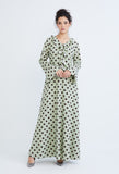Polka Dot Ruffled V-Neckline Maxi Dress