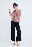Leopard Spotted Cowl Drop Neckline Blouse