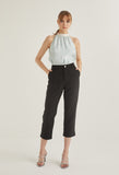 Cropped Office Straight Cut Trousers