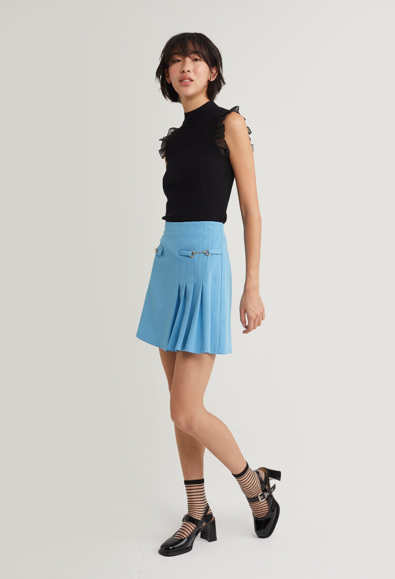 Pleated Accent Utility Skirt
