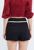 Preppy Princess Foldover Contrast Seam Shorts