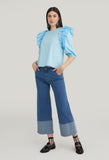 Ruffle Accent 3/4 Sleeve Blouse