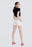 Ribbed Collared Cropped Top