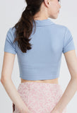 Ribbed Collared Cropped Top