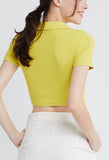 Ribbed Collared Cropped Top