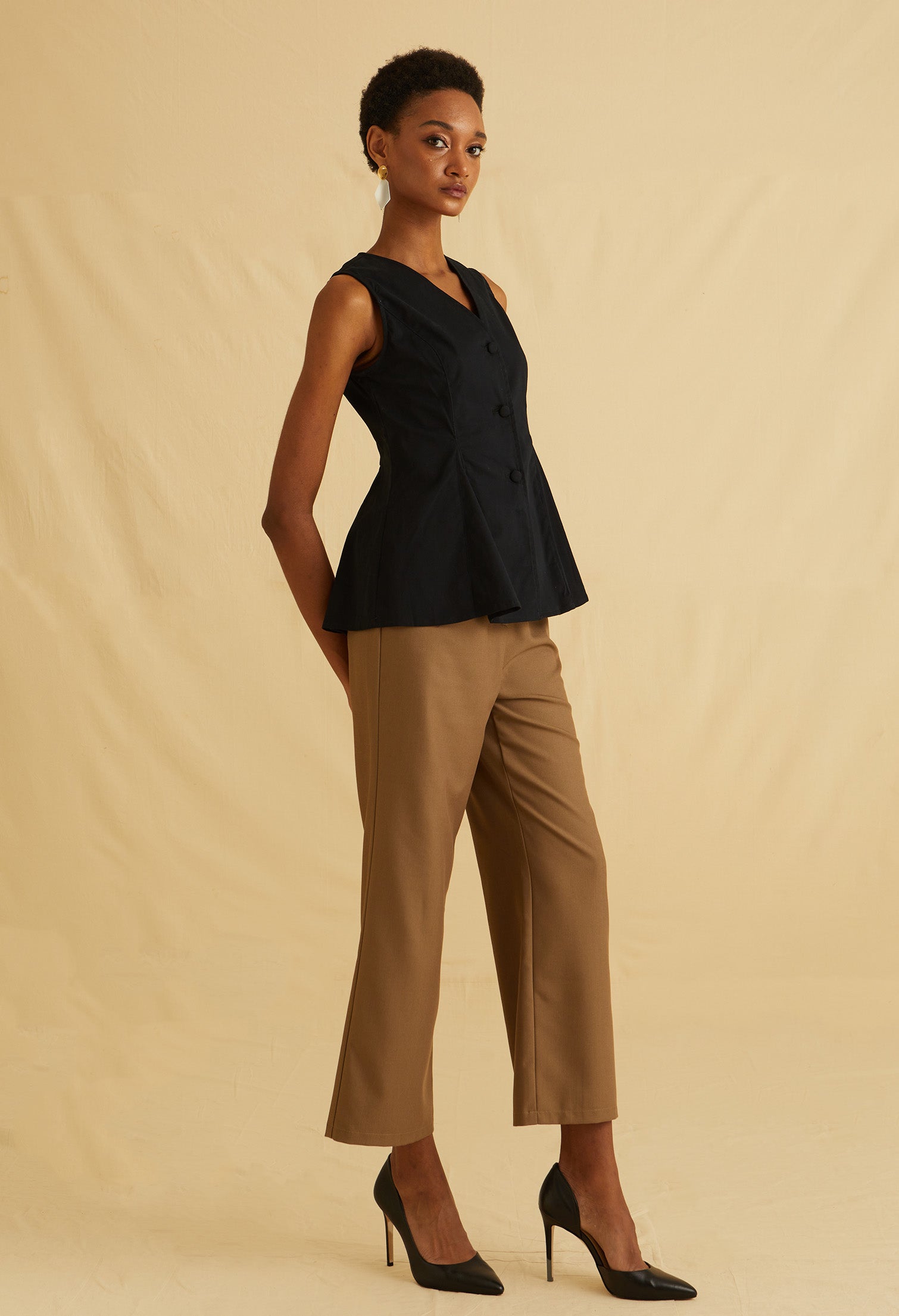 Flare Hem Sleeveless Vest