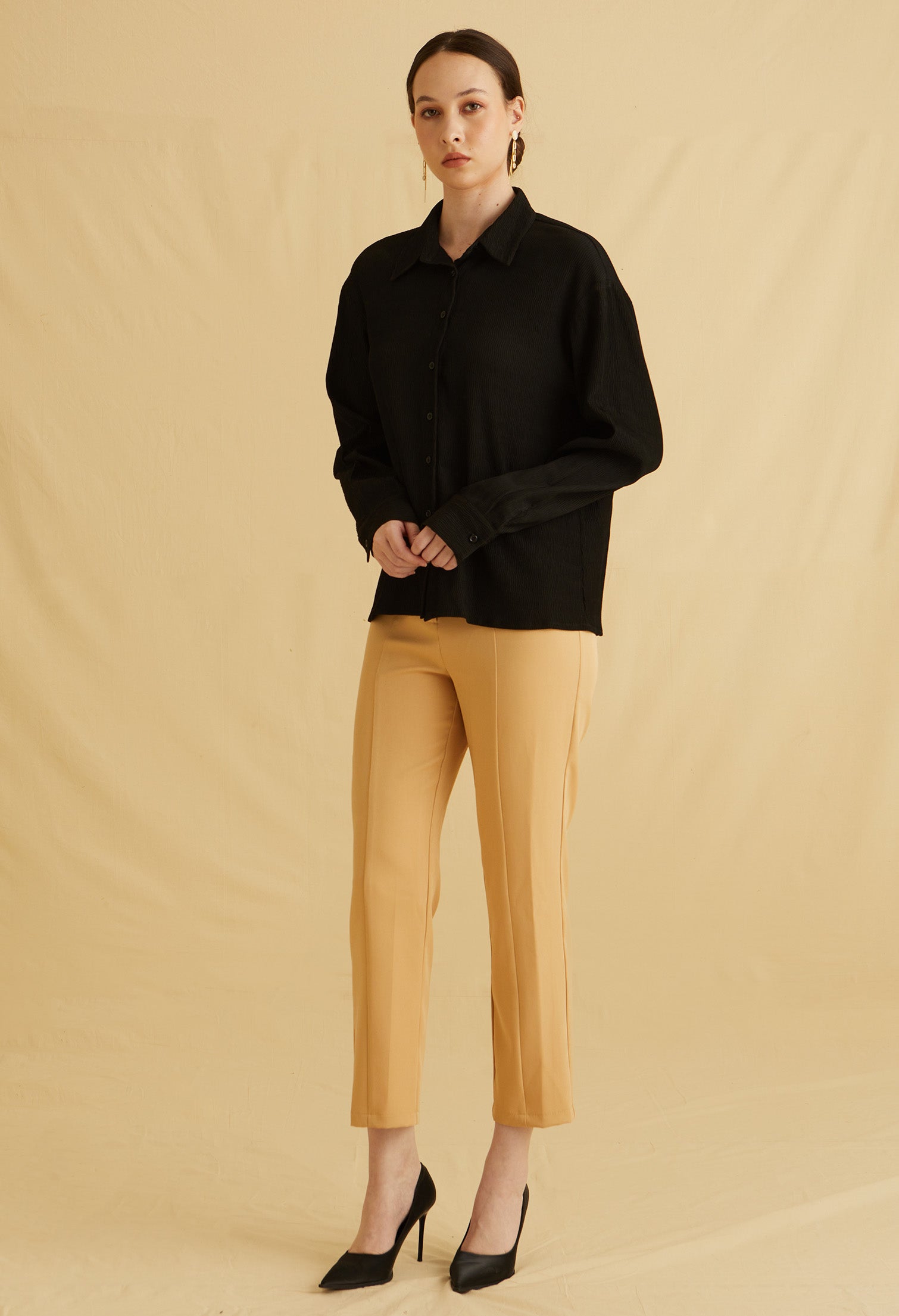 Timeless Textured Button Up Top