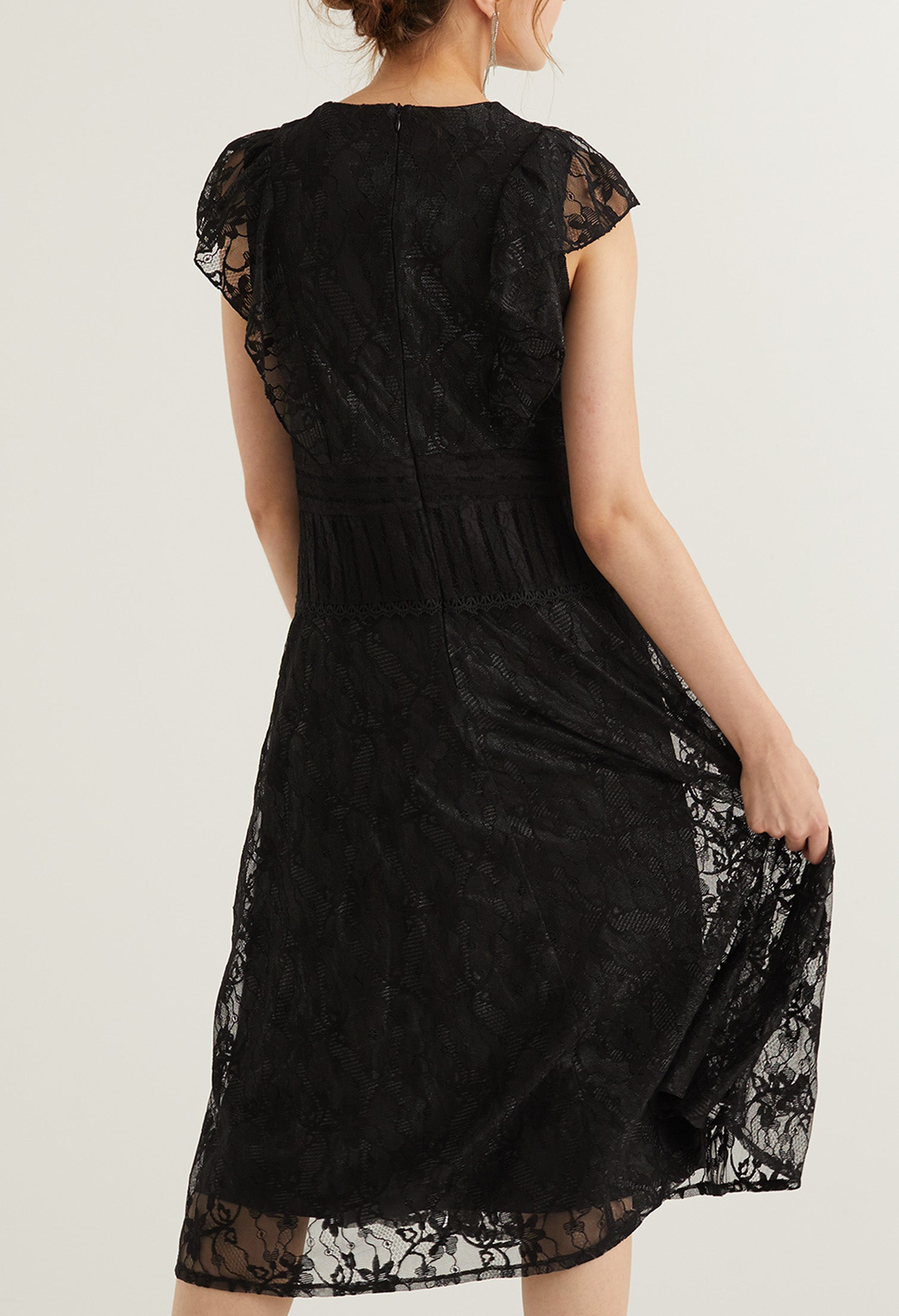 Ruffle Lace Detail Cocktail Dress