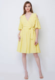 Cold-Shoulder Floral Link V-Neckline Dress