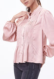 Ruched Patch Button Up Blouse
