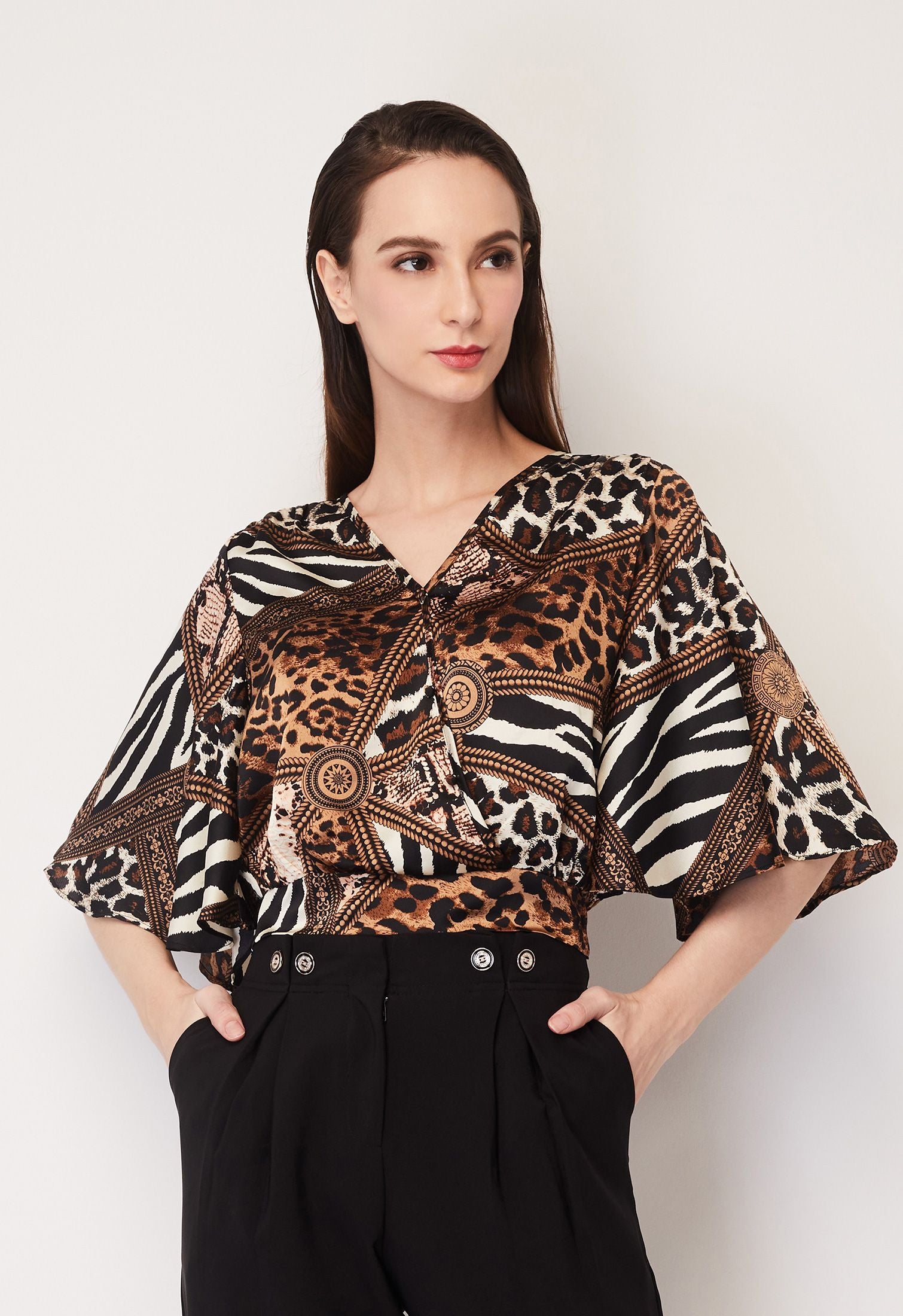 Leopard Print Bell Sleeve Top