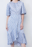 Allover Twig Satin Ruffle Dress