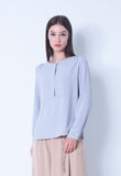 Pearl Button Straight Panel Blouse