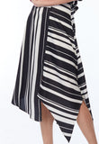Barcode Strip Asymmetrical Bias Cut Midi Skirt