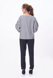 Stripped Mid Sleeve Blouse