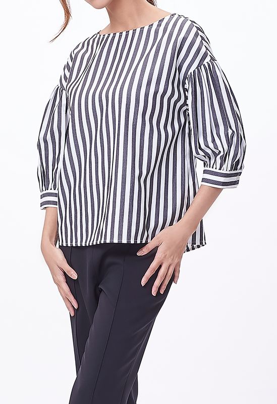 Stripped Mid Sleeve Blouse