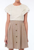 Button Front Knee Length Skirt