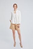 Rouleau Button Drop Pleat Blouse
