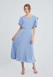 Triple Flutter Short Sleeve Dress