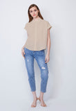 Subtle Leopard Motif Button up Short Sleeve Top