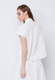 Subtle Leopard Motif Button up Short Sleeve Top