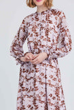 Sheer Leaf Tiered Midi Dress