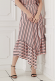 Striped Wrap Asymmetrical Skirt