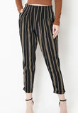 Rolled Elastic Striped Pants