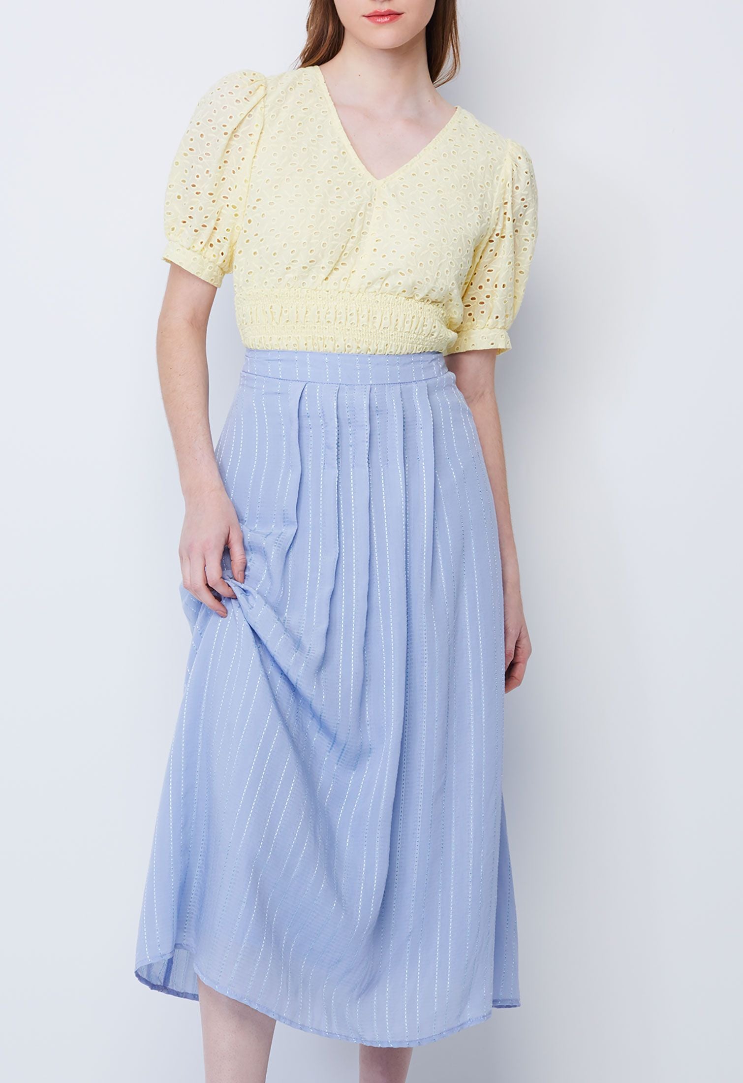 Thread Stripe Midi Skirt