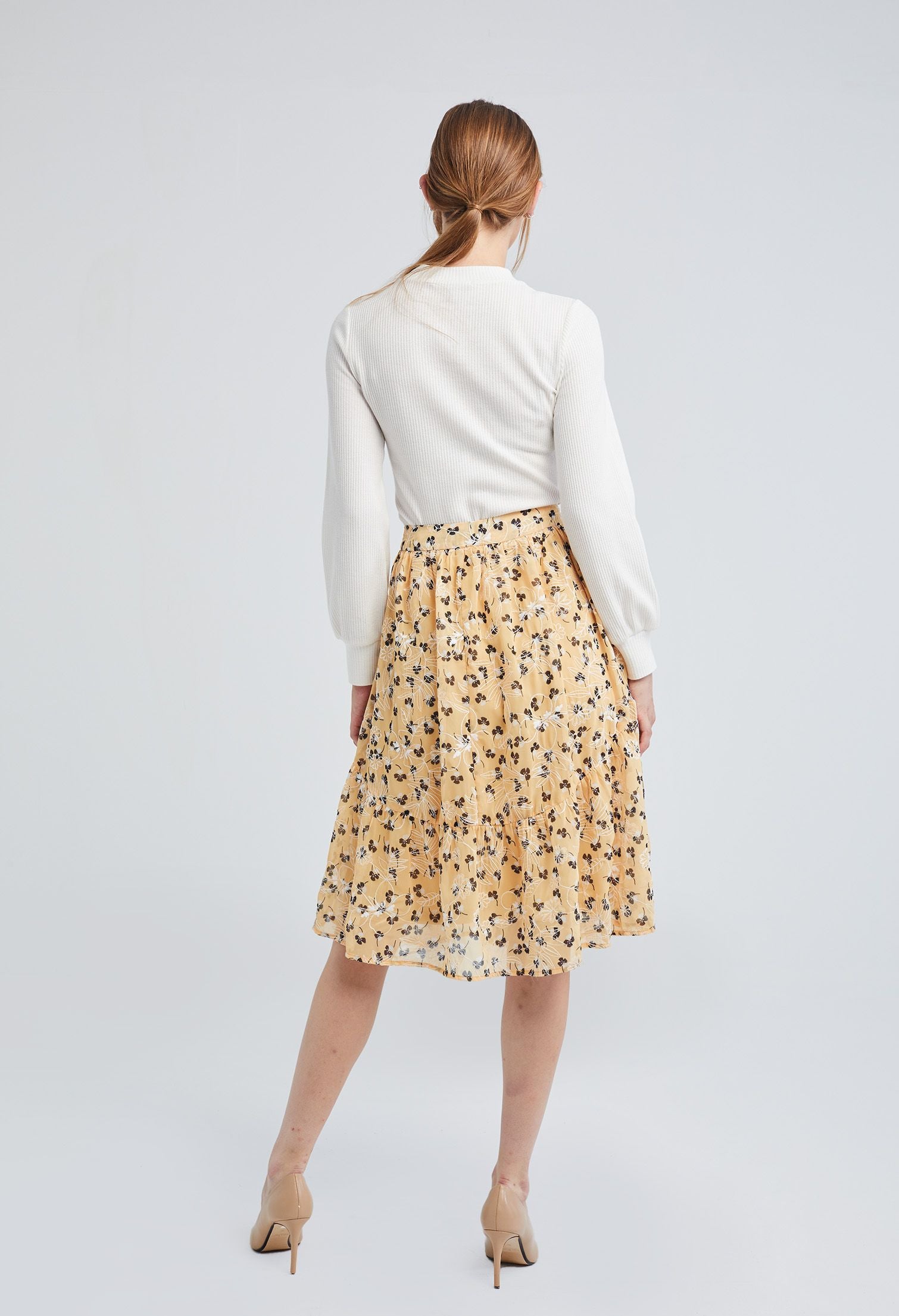 Scatter Floral Contrast Tiered Skirt