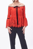 Tie Lacey Embroidered Blouse