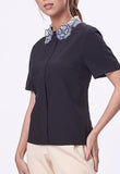 Sheer Flower Collar Blouse