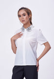Sheer Flower Collar Blouse