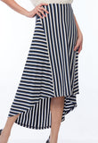 Hi-Low Stripe Midi Skirt