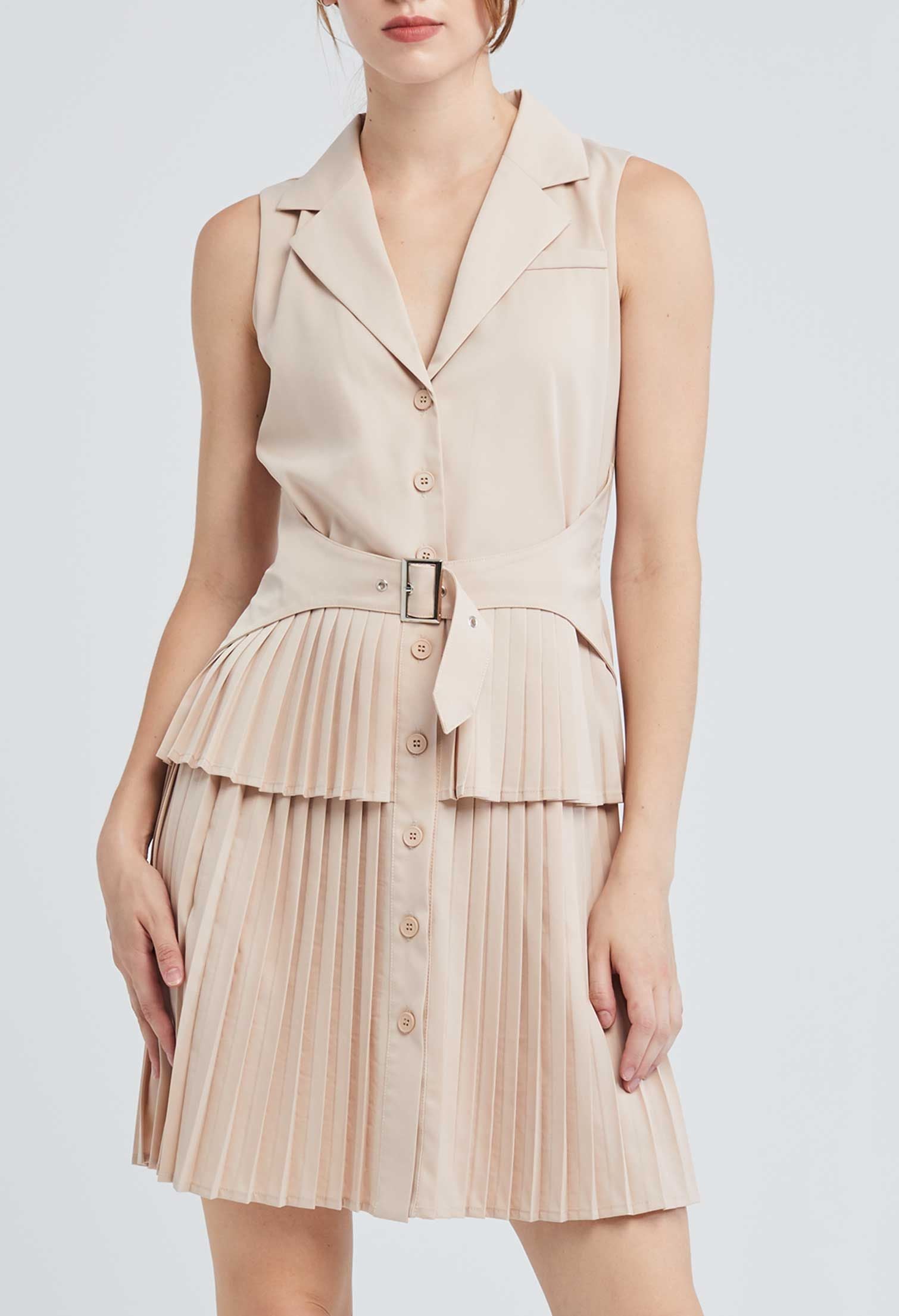 Vest Trench Pleated Dress