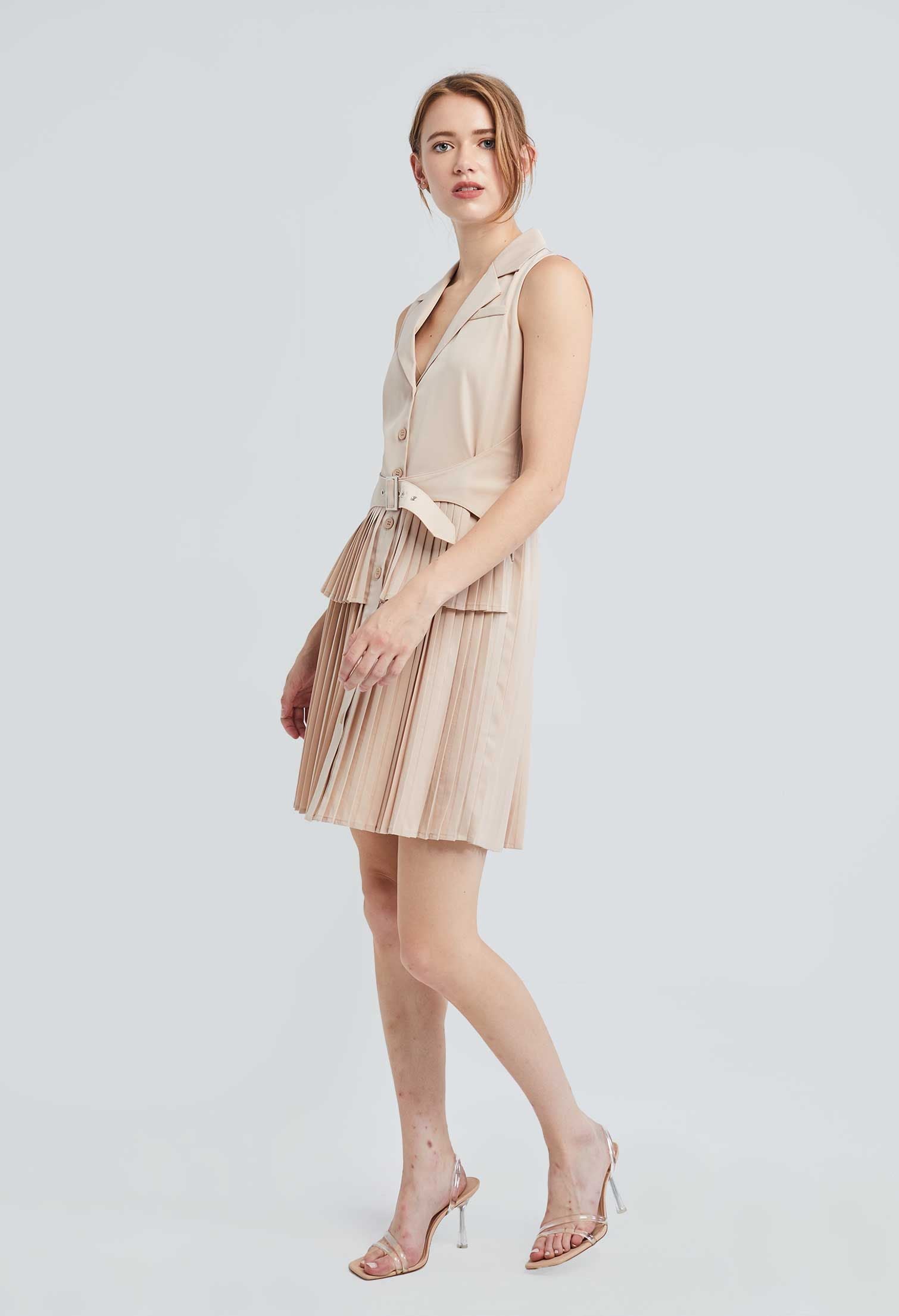 Vest Trench Pleated Dress