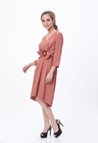 Surplice Neck Twist Front Dress