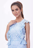 Butterfly Sleeve Lace Ruffle Dress
