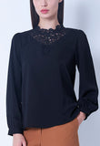 Lace High-Neck Peekaboo Blouse