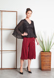 Pleated Batwing Organza Top