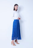 Lace Eyelet Pleated Midi Skirt