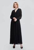 Full Pleated Wrapover Maxi Dress