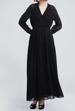 Full Pleated Wrapover Maxi Dress