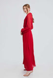 Full Pleated Wrapover Maxi Dress