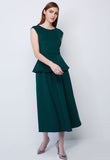 Boatneck Peplum Flare Dress