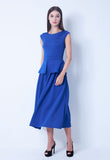 Boatneck Peplum Flare Dress