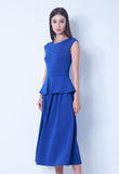 Boatneck Peplum Flare Dress