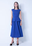 Boatneck Peplum Flare Dress