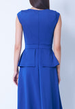 Boatneck Peplum Flare Dress