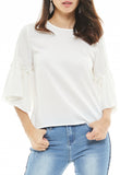Flounce Sleeve Round Neck Top